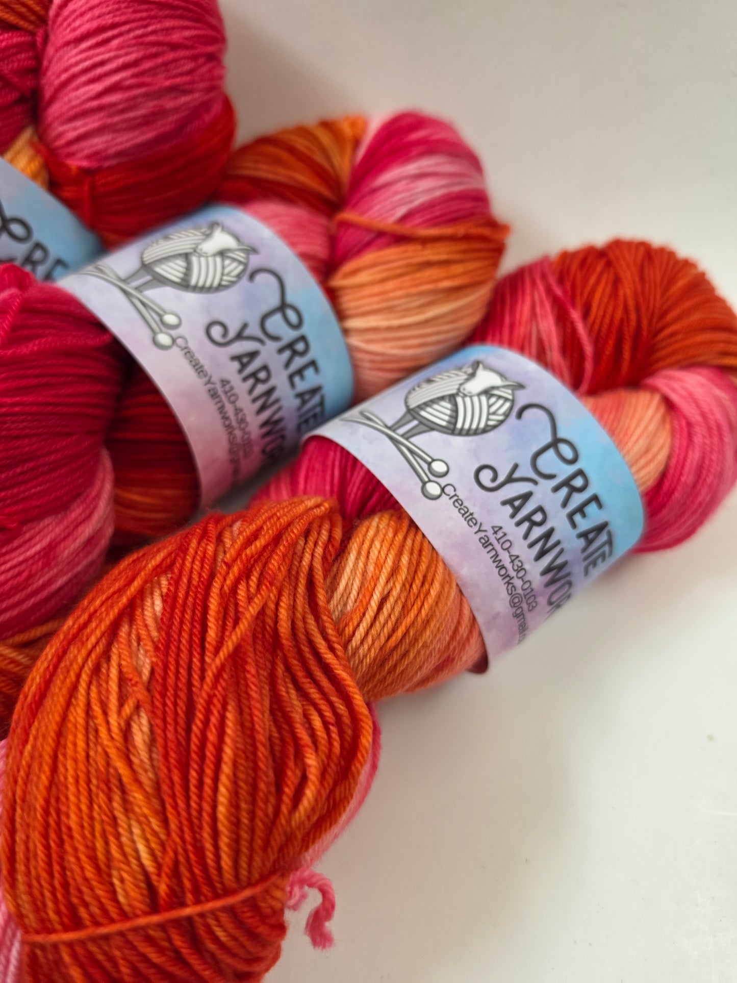 Hibiscus Heat in Merino/Nylon (85/15) Blend Fingering Weight Yarn