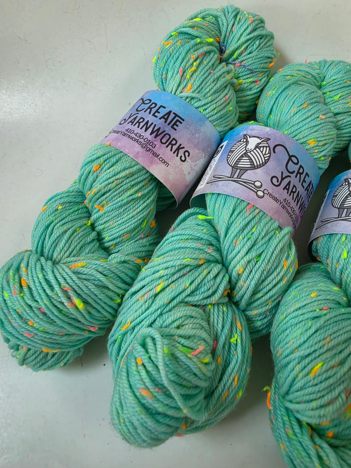 Breakfast at Tiffany's in DK Merino Neon Tweed Yarn
