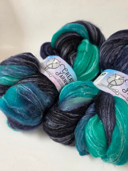 Mermaid's Tide in Cormo/ Rose Fiber/ Baby Alpaca custom blend Top 4oz braid