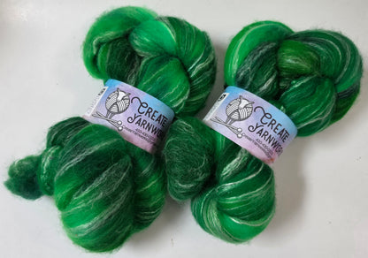 Irish in Cormo/ Rose Fiber/ Baby Alpaca custom blend Top 4oz braid
