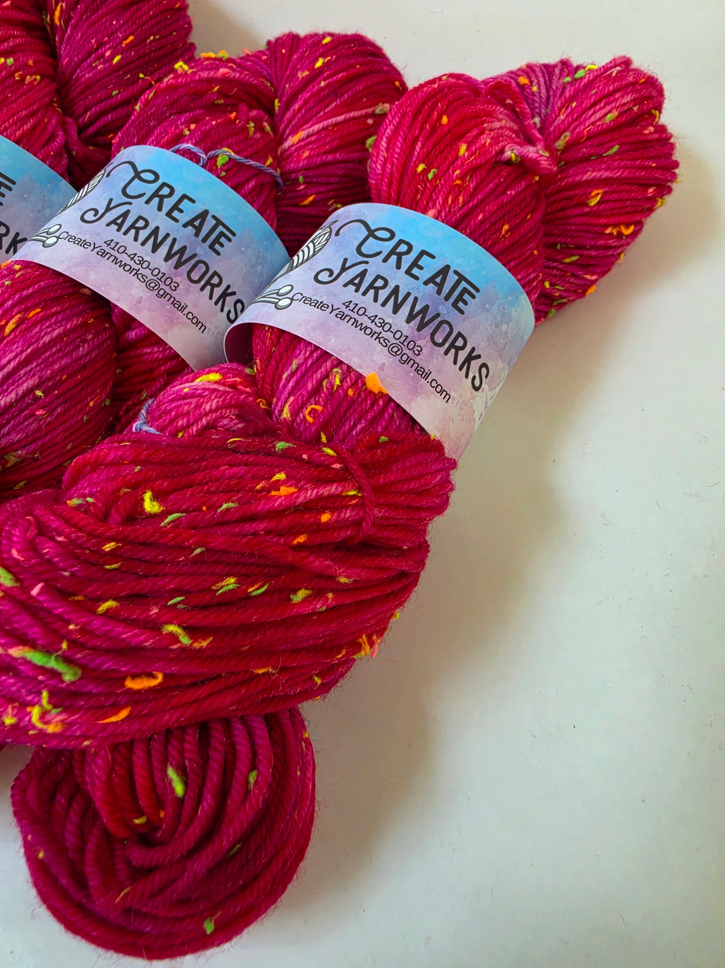 Pretty in Pink in DK Merino Neon Tweed Yarn