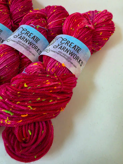 Pretty in Pink in DK Merino Neon Tweed Yarn