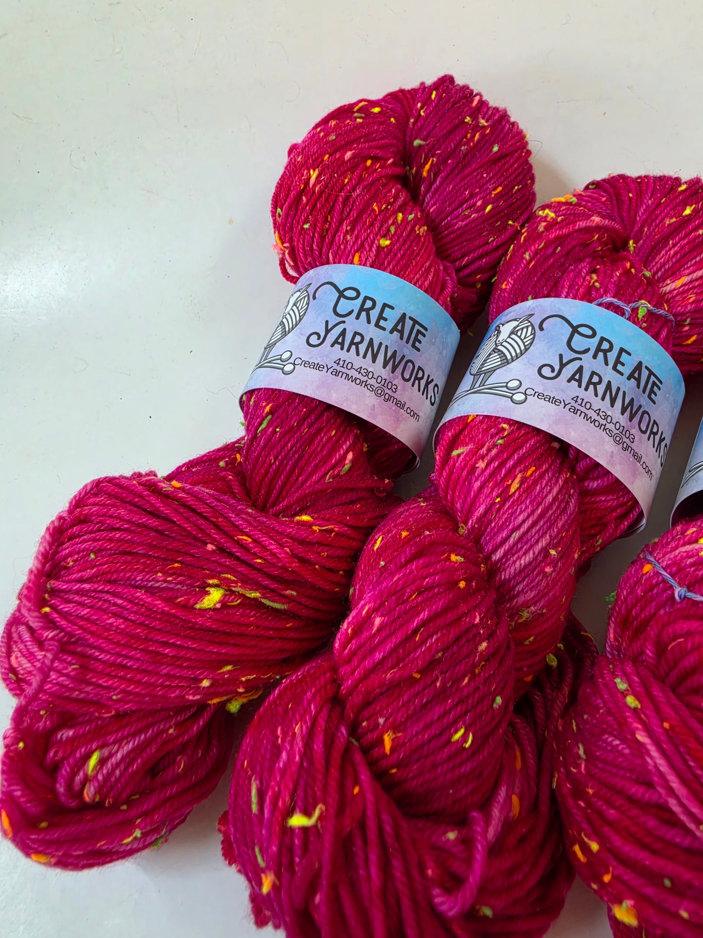 Pretty in Pink in DK Merino Neon Tweed Yarn