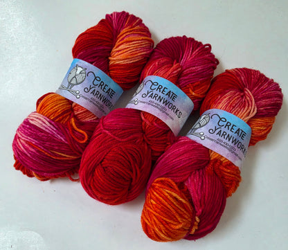 Hibiscus Heat in Superwash Merino Blend DK Weight Yarn