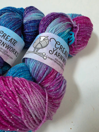 It's Electric in Silver Sparkle Superwash Merino Blend  Fingering Weight Yarn