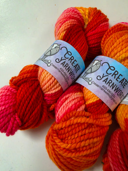Hibiscus Heat in 100% Superwash Merino Bulky Yarn