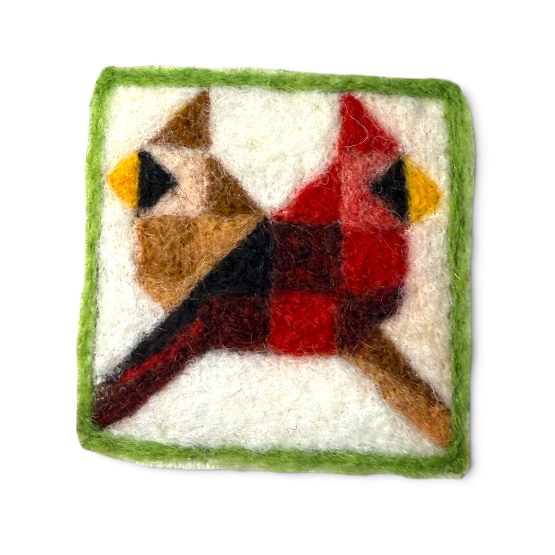 Cardinal Duo Barn Quilt Patch Needle Felting Kit