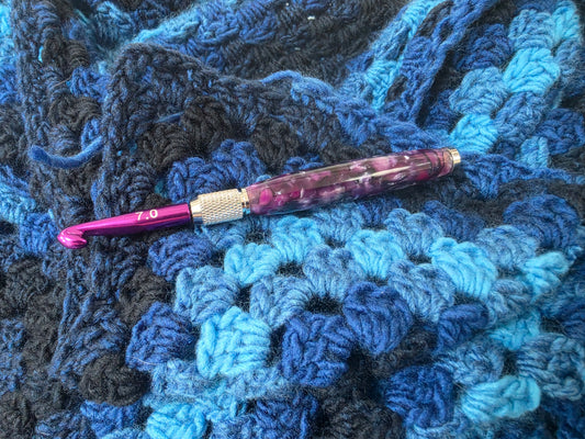 Purple Galaxy Acrylic Custom made interchangeable Crochet Hooks