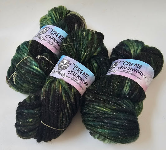 Mossy in Silver Sparkle Superwash Merino Blend  Super Bulky Weight Yarn