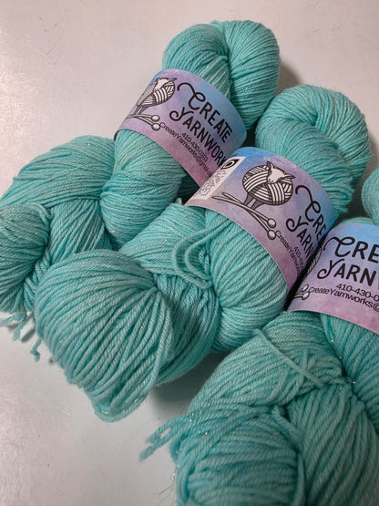 Breakfast at Tiffany's in Gold Sparkle Superwash Merino Blend Fingering Weight Yarn