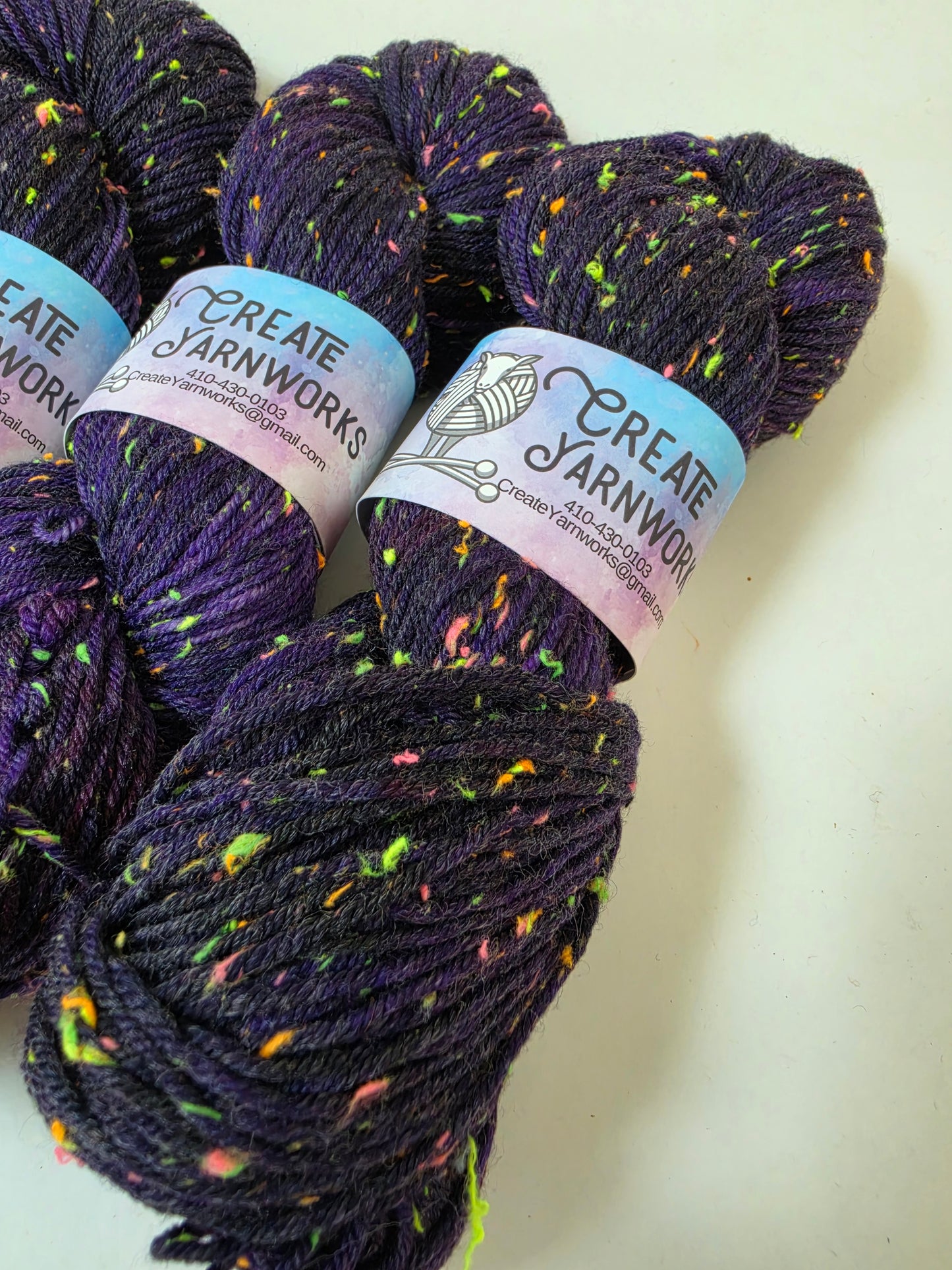 Purples in DK Merino Neon Tweed Yarn