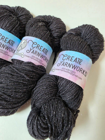 Almost Black in Silver Shimmer DK Weight Yarn