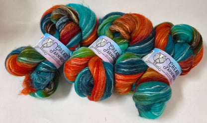 Tortoise Shell in Cormo/ Rose Fiber/ Baby Alpaca custom blend Top 4oz braid