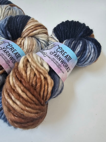 I Wanna Be a Cowboy in Silver Sparkle Superwash Merino Blend  Super Bulky Weight Yarn