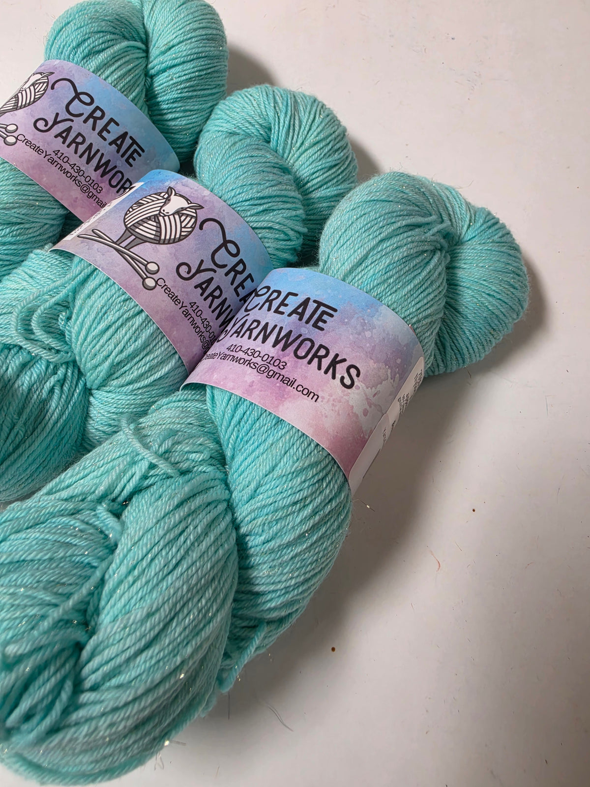 Breakfast at Tiffany's in Gold Sparkle Superwash Merino Blend Fingering Weight Yarn
