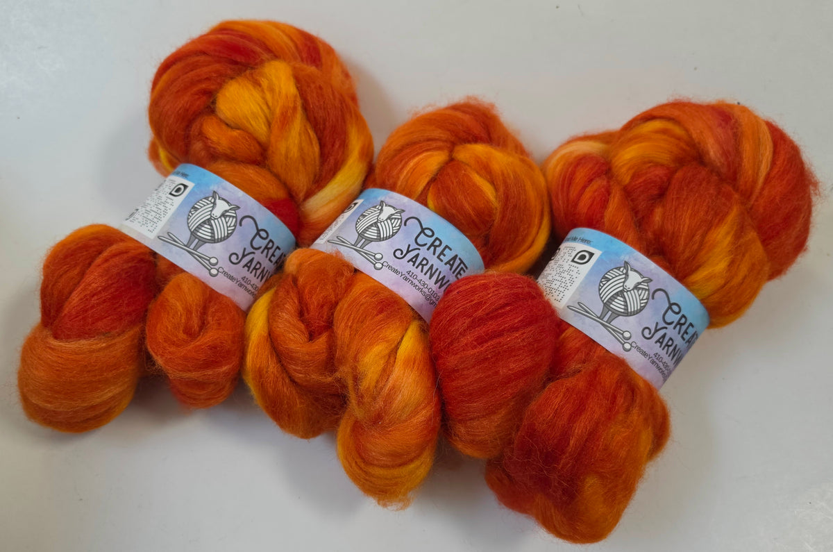 Pumpkin in Baby Alpaca / Tussah Silk custom blend Top 4oz braid