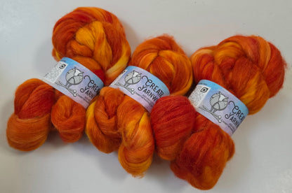 Pumpkin in Baby Alpaca / Tussah Silk custom blend Top 4oz braid