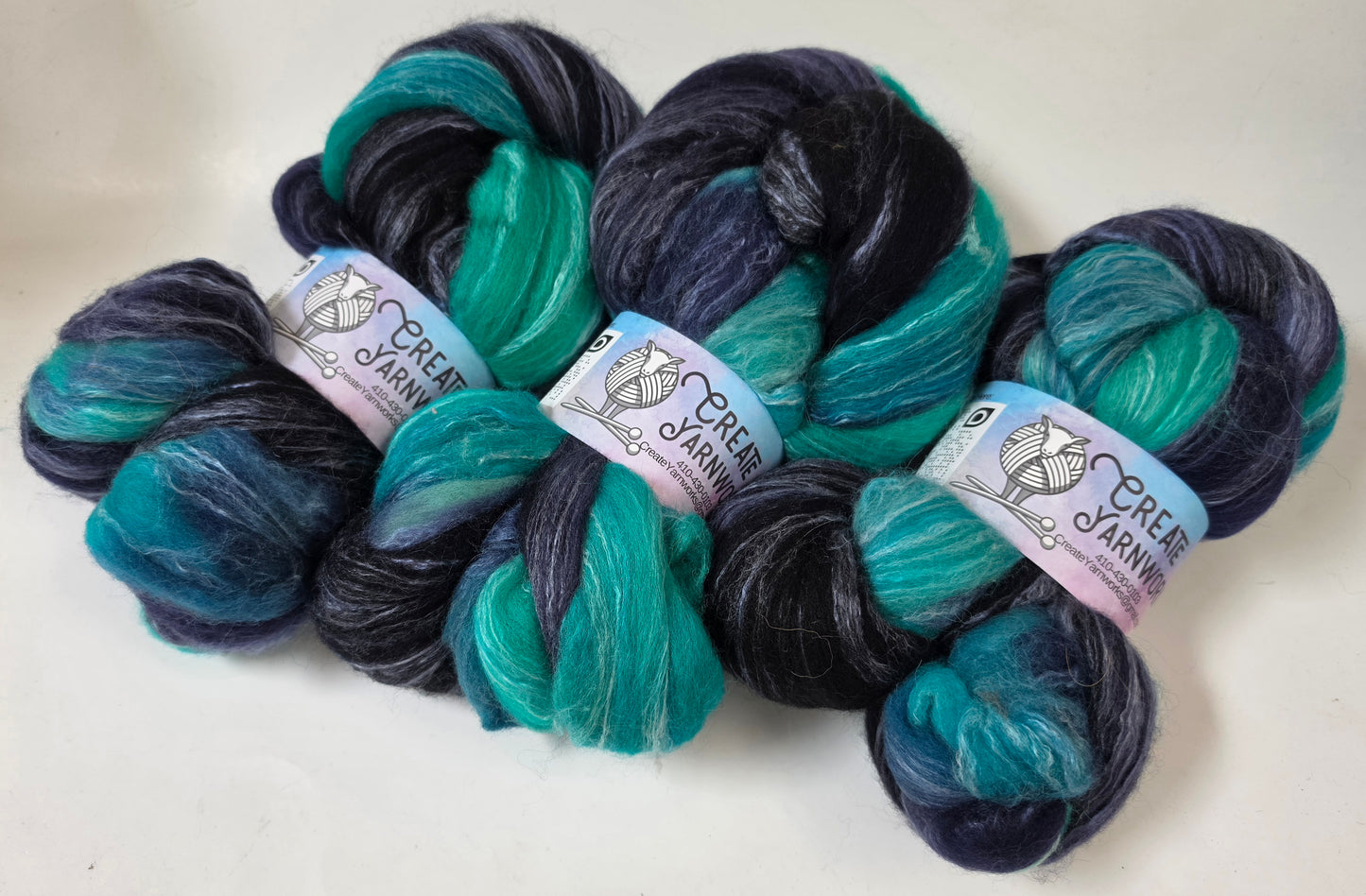 Mermaid's Tide in Cormo/ Rose Fiber/ Baby Alpaca custom blend Top 4oz braid