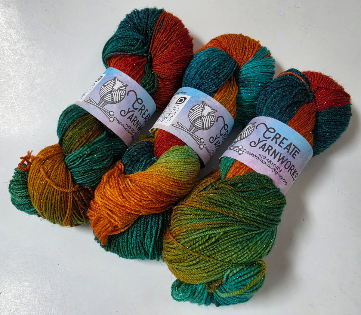 Tortoise Shell in Gold Sparkle Superwash Merino Blend Fingering Weight Yarn