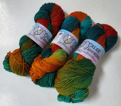 Tortoise Shell in Gold Sparkle Superwash Merino Blend Fingering Weight Yarn