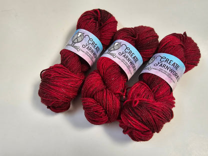 Ragin' Red in Silver Sparkle DK Weight Yarn