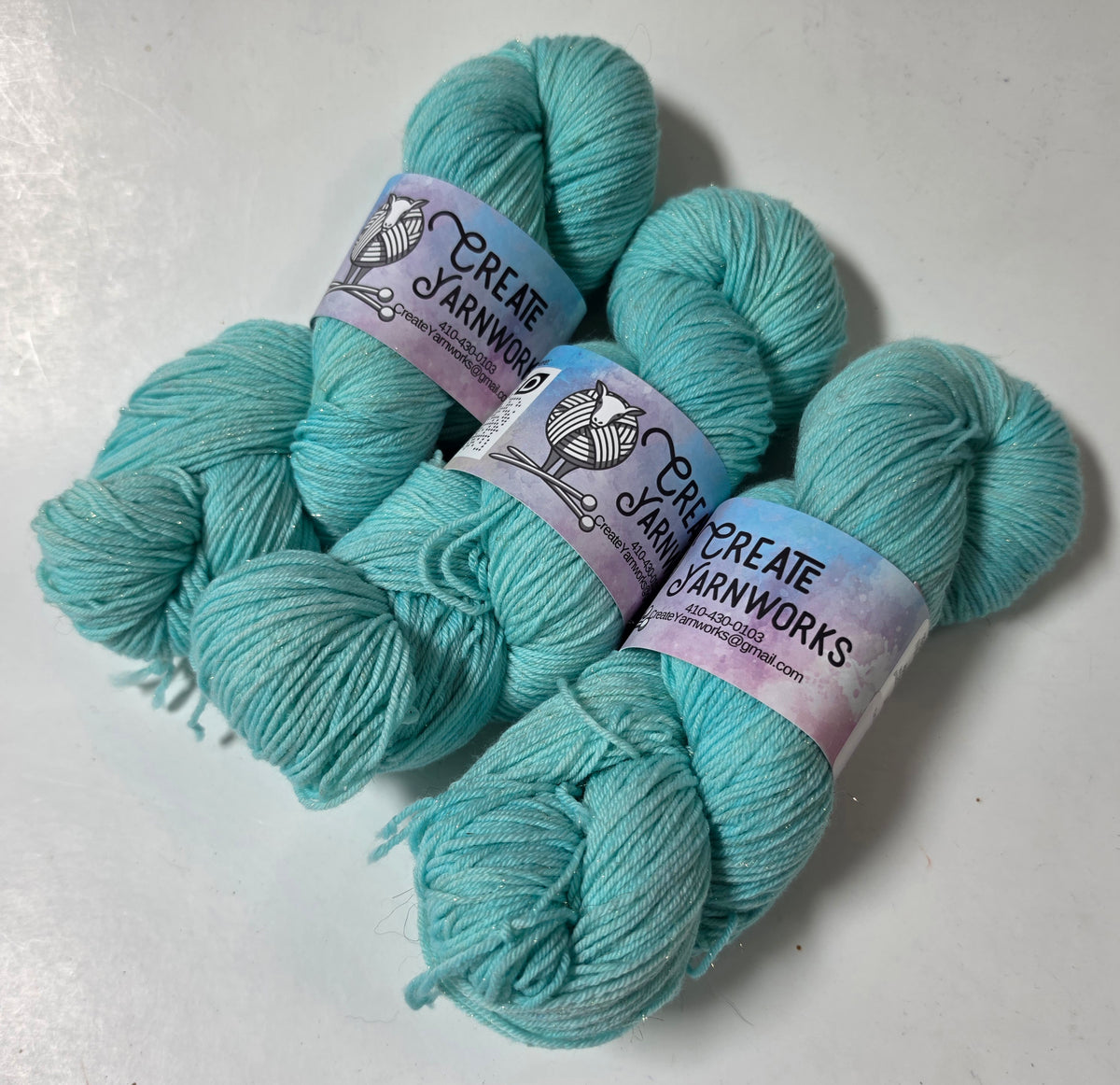 Breakfast at Tiffany's in Gold Sparkle Superwash Merino Blend Fingering Weight Yarn