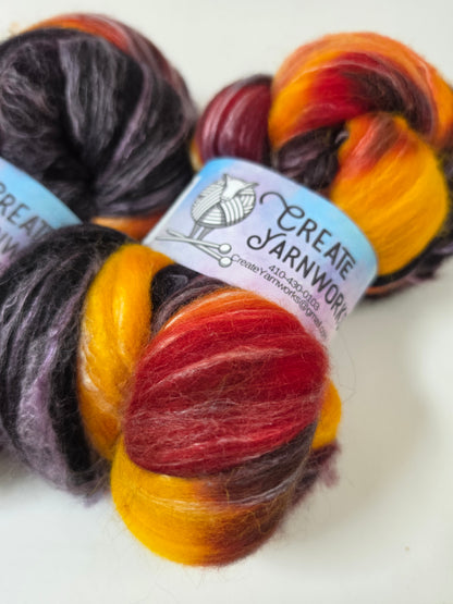Mountain Sunset in Cormo/ Rose Fiber/ Baby Alpaca custom blend Top 4oz braid
