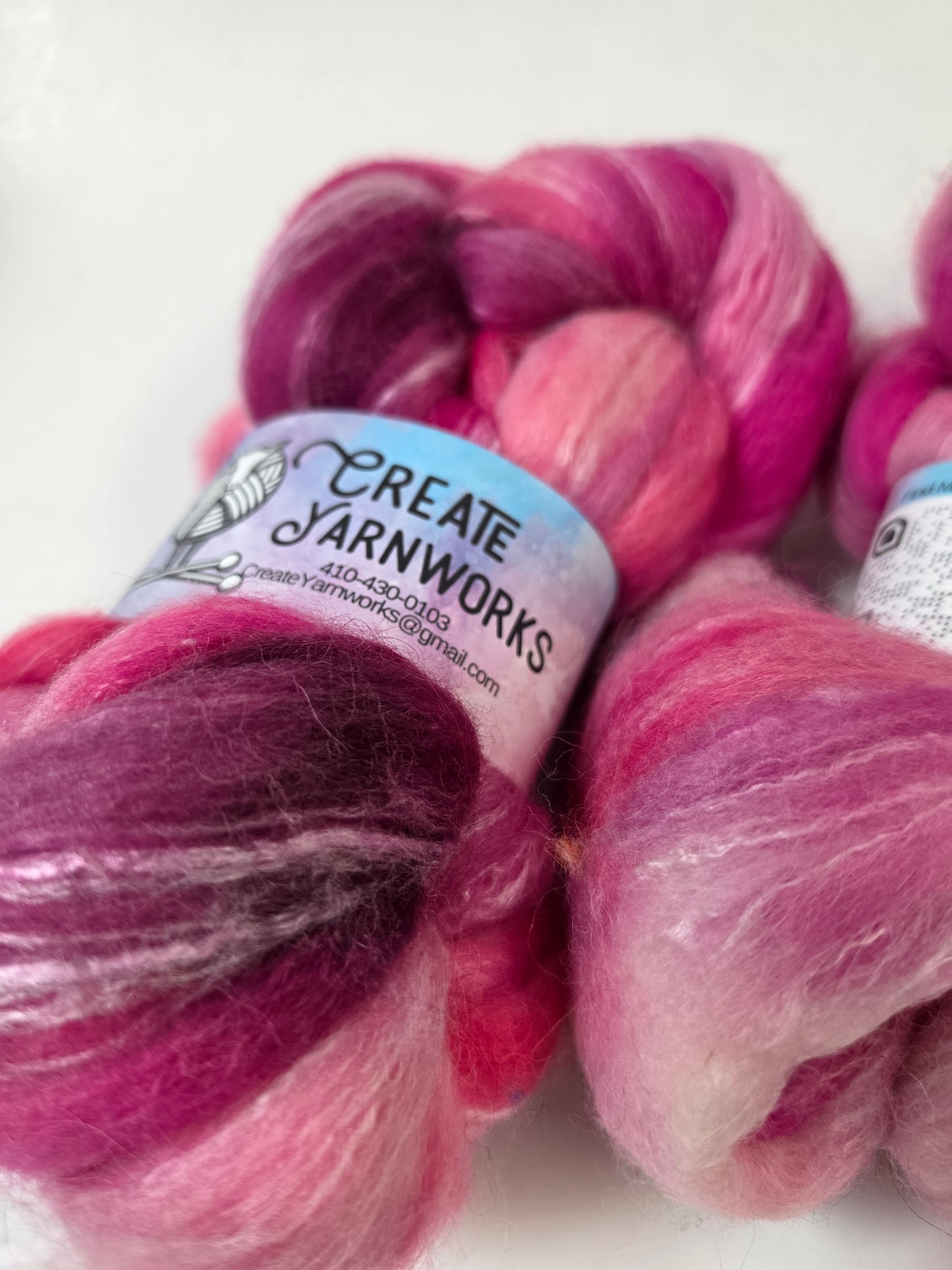 Pretty in Pink in Cormo/ Rose Fiber/ Baby Alpaca custom blend Top 4oz braid