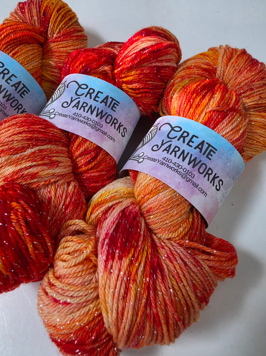 Eastern Shore Sunrise in Silver Sparkle Superwash Merino Blend  Fingering Weight Yarn