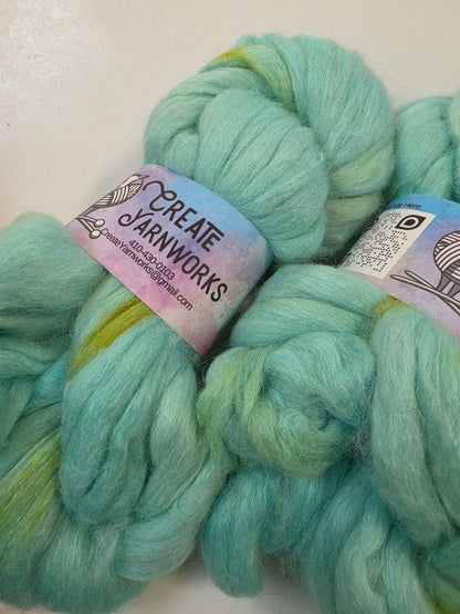 Breakfast at Tiffany's in Baby Alpaca / Tussah Silk custom blend Top 4oz braid