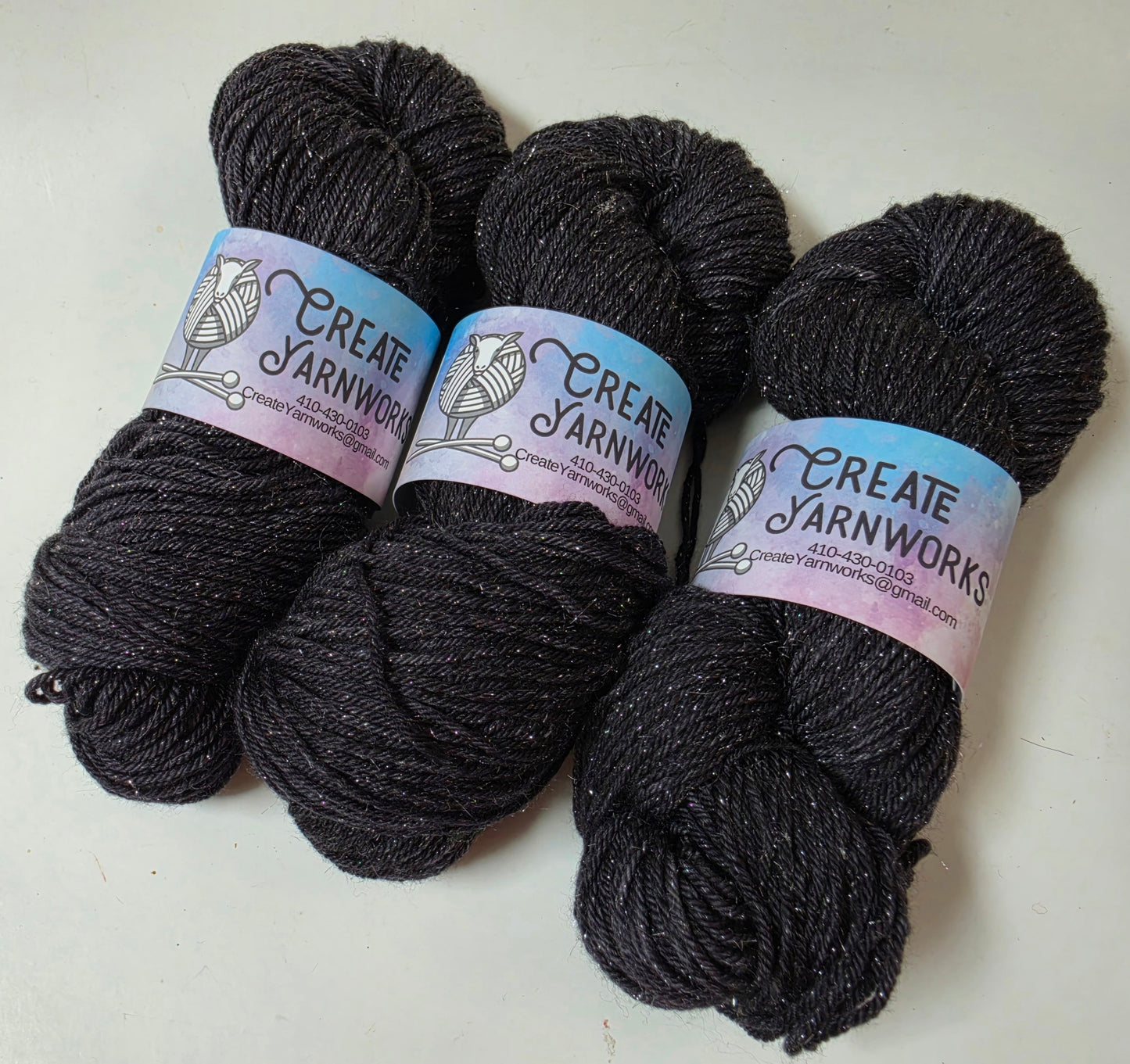 Almost Black in Silver Shimmer DK Weight Yarn