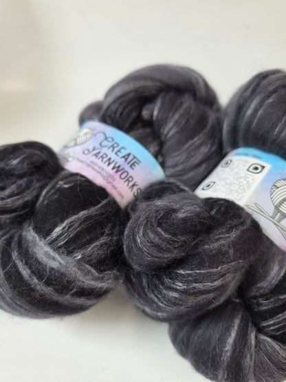 Almost Black in Cormo/ Rose Fiber/ Baby Alpaca custom blend Top 4oz braid
