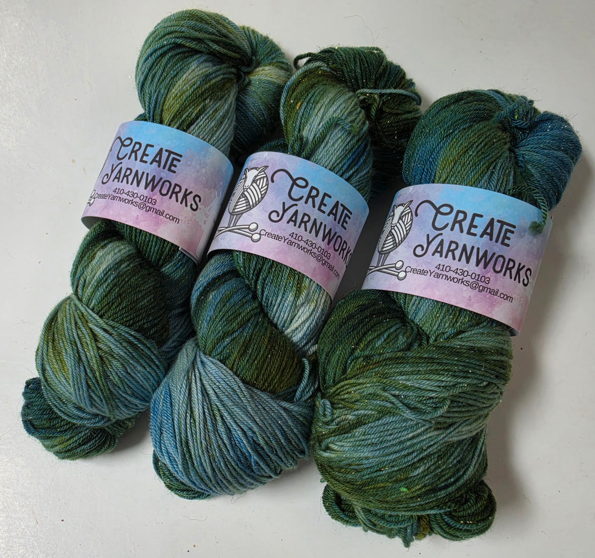 Oceans Deep in Gold Sparkle Superwash Merino Blend Fingering Weight Yarn