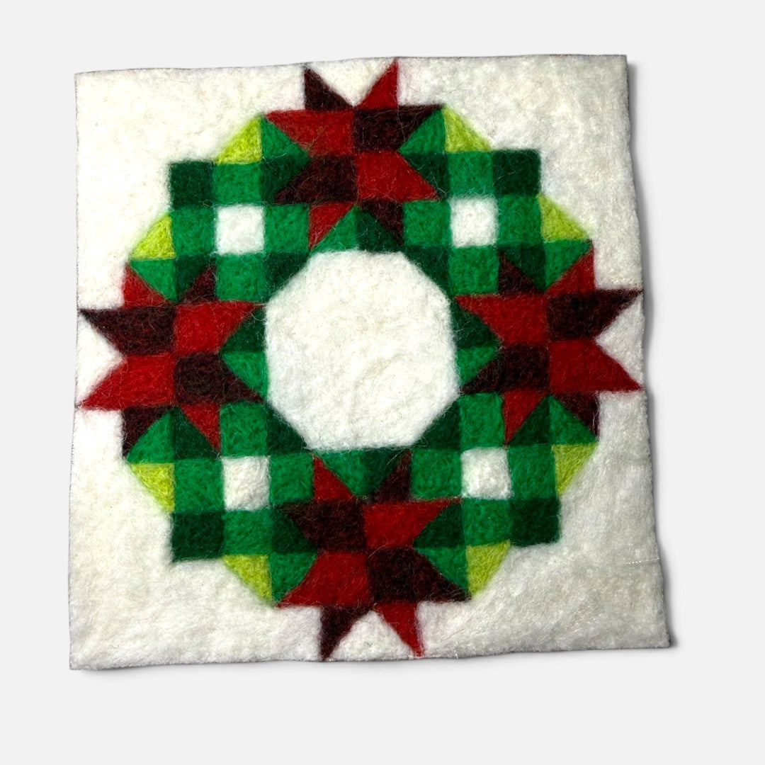 Christmas Wreath Barn Quilt Patch Needle Felting Kit
