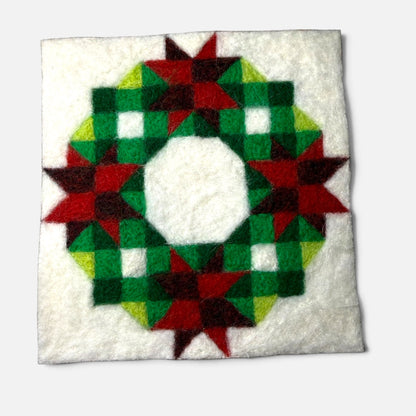Christmas Wreath Barn Quilt Patch Needle Felting Kit