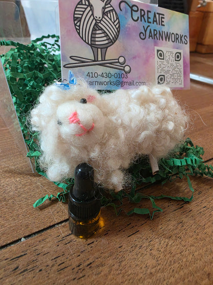Handmade Felted Sheep Car Freshener with Lavender Essential Oil