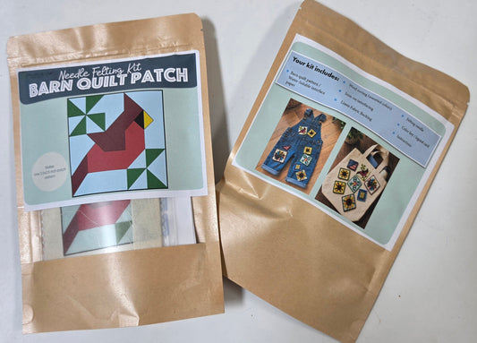 Cardinal Barn Quilt Patch Needle Felting Kit