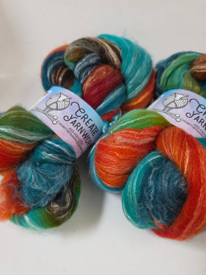 Tortoise Shell in Cormo/ Rose Fiber/ Baby Alpaca custom blend Top 4oz braid