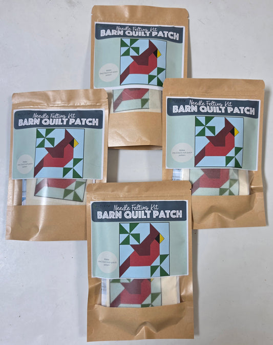 Cardinal Barn Quilt Patch Needle Felting Kit