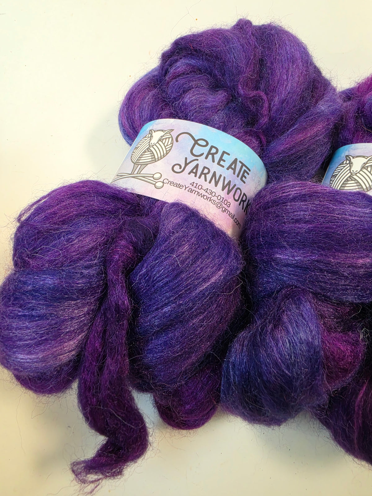 Purples in Baby Alpaca / Tussah Silk custom blend Top 4oz braid