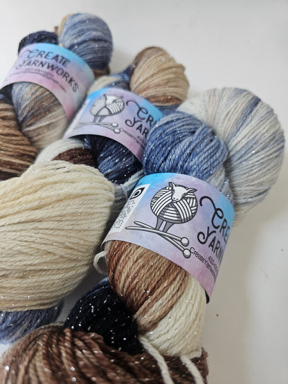 I Wanna Be a Cowboy in Silver Sparkle Superwash Merino Blend  Fingering Weight Yarn