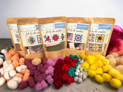 Set of 2 Colorful Barn Quilt Patch Needle Felting Kit