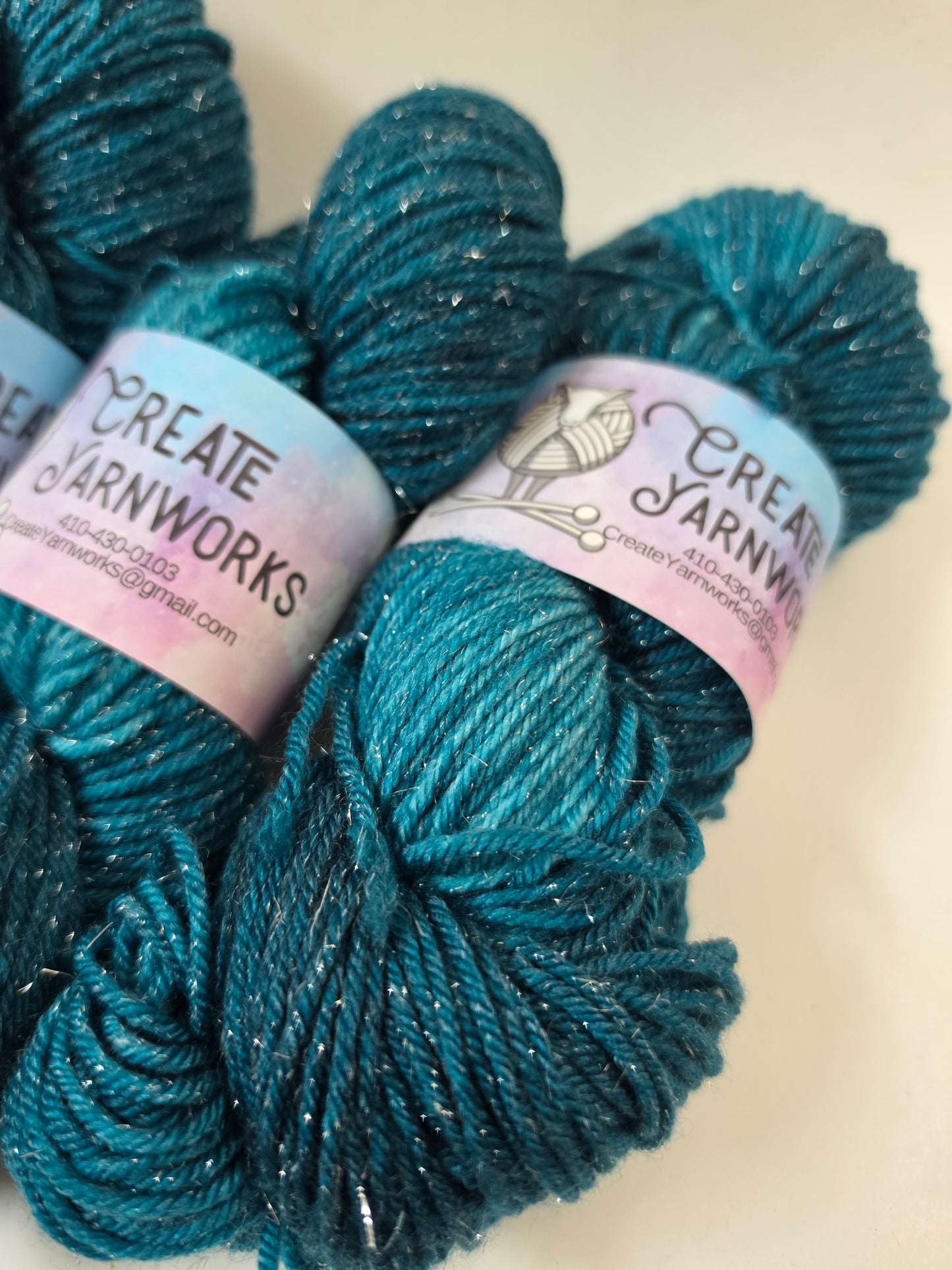 Tempting Teal in Silver Sparkle DK Weight Yarn