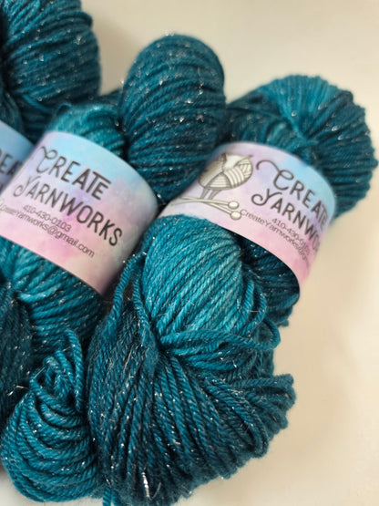 Tempting Teal in Silver Sparkle DK Weight Yarn
