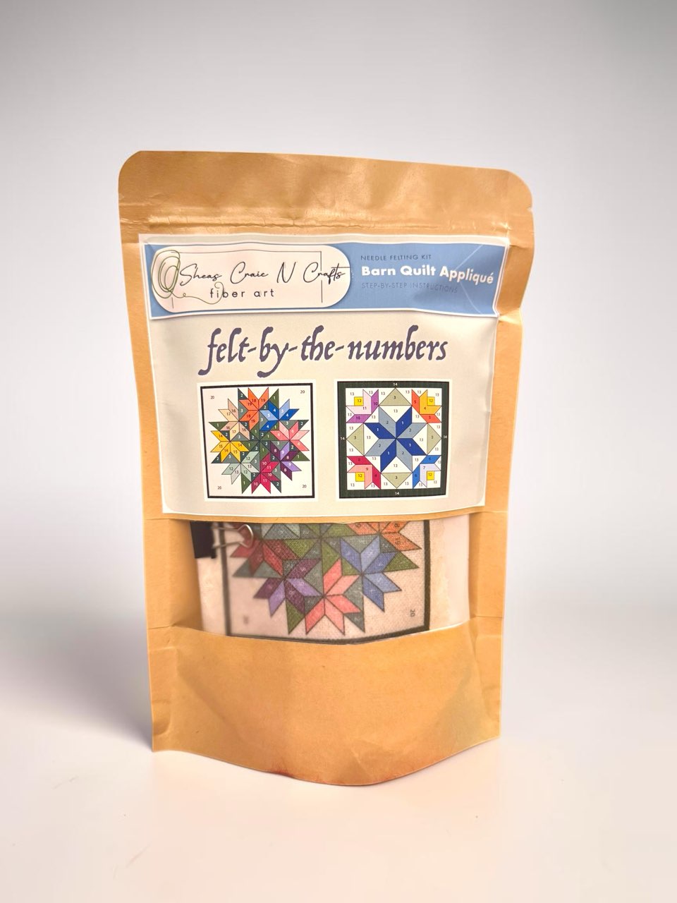 Set of 2 Colorful Barn Quilt Patch Needle Felting Kit