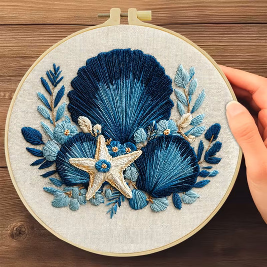 Blue Sea Shells Embroidery Kit