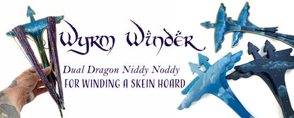 Suzy's Handpainted 1.5 yard Wyrm Winder Niddy Noddy - Fiberygoodness - One of a Kind