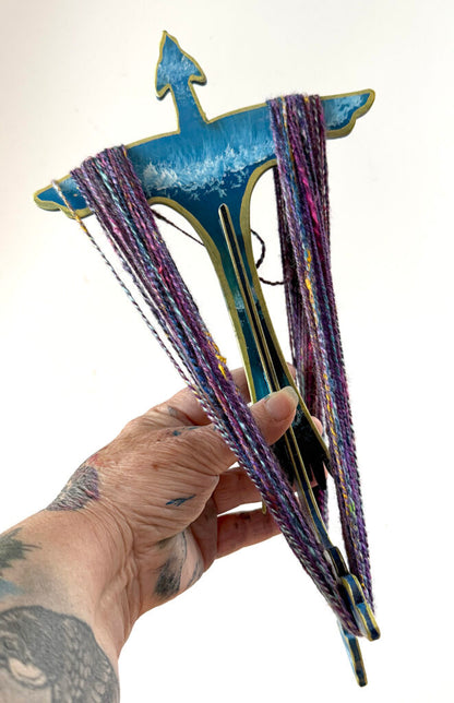 Suzy's Handpainted 1.5 yard Wyrm Winder Niddy Noddy - Fiberygoodness - One of a Kind